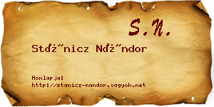 Stánicz Nándor névjegykártya