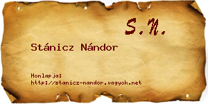 Stánicz Nándor névjegykártya